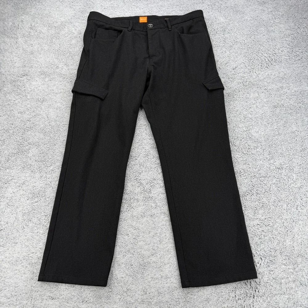 Hugo Boss Cargo Pants Mens 34 Black Slim Fit Orange Label Button Fly Trousers